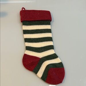 Striped Christmas red and green  wool Stocking